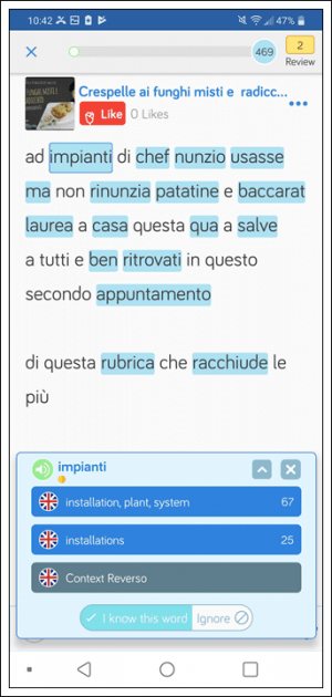 Learn Italian online on the LingQ mobile app