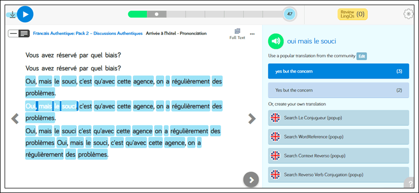 Learn French online using LingQ