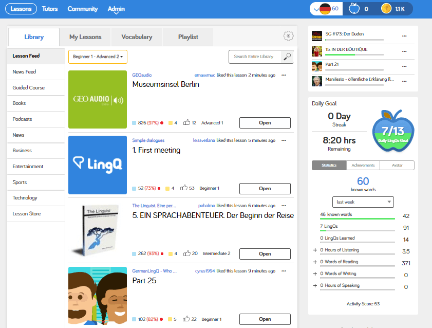 Learn German online with LingQ