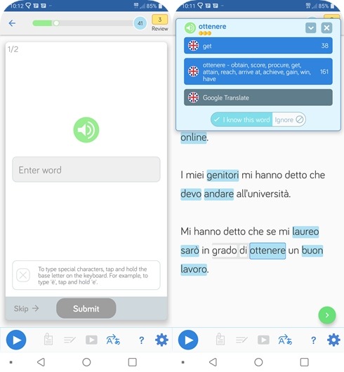 Learn Italian on the LingQ mobile app