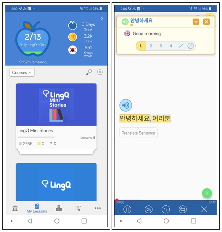 Learn Basic Korean online on the LingQ mobile app
