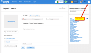 LingQ Import Lesson Page