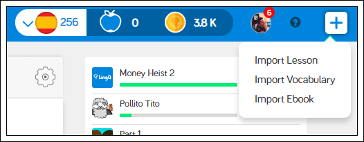 Import Button on LingQ