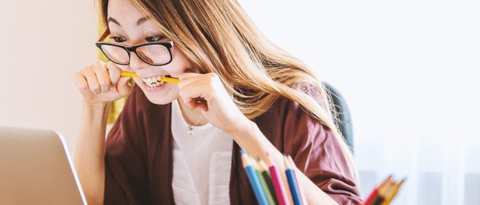 woman and pencil