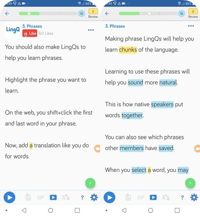 Learn English on the LingQ mobile app