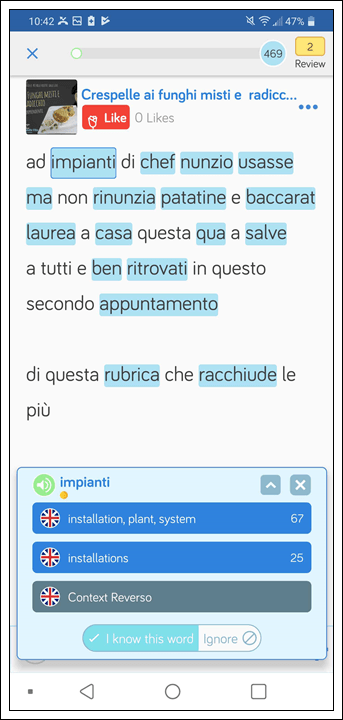 Learn Italian Sayings on the LingQ mobile app