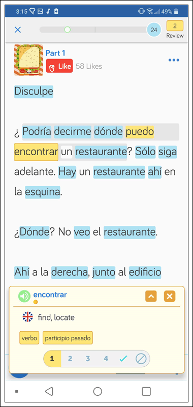 Learn Spanish on the LingQ mobile app