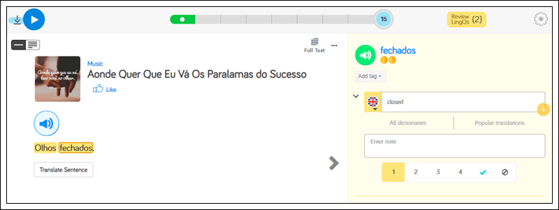 Learn Portuguese songs online at LingQ