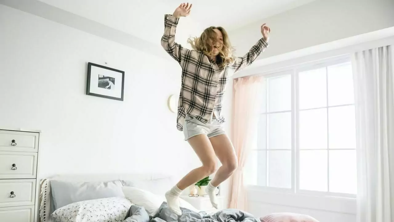 Jumping on bed