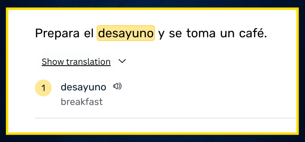 a preview of sentence mode on LingQ