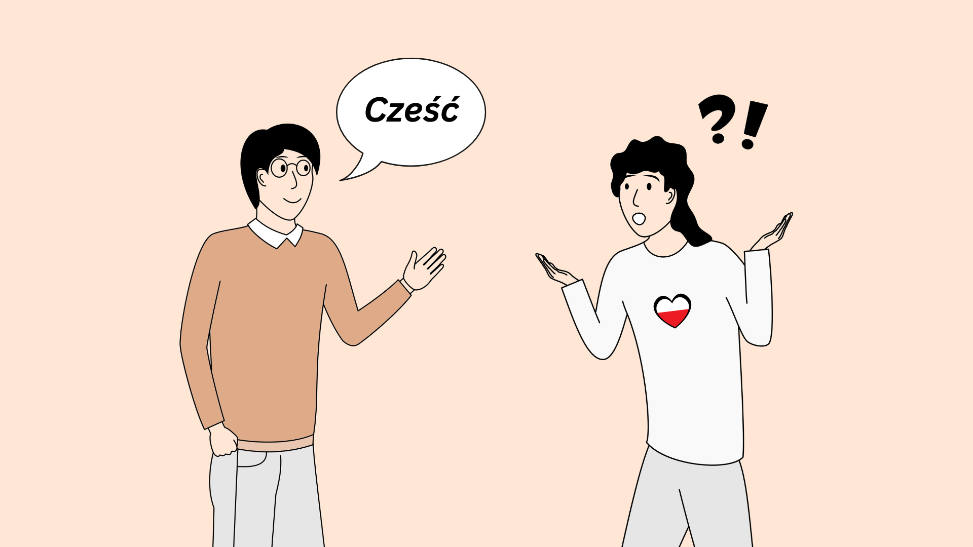 Polish speaker reacting with surprise to a language learner's fluency