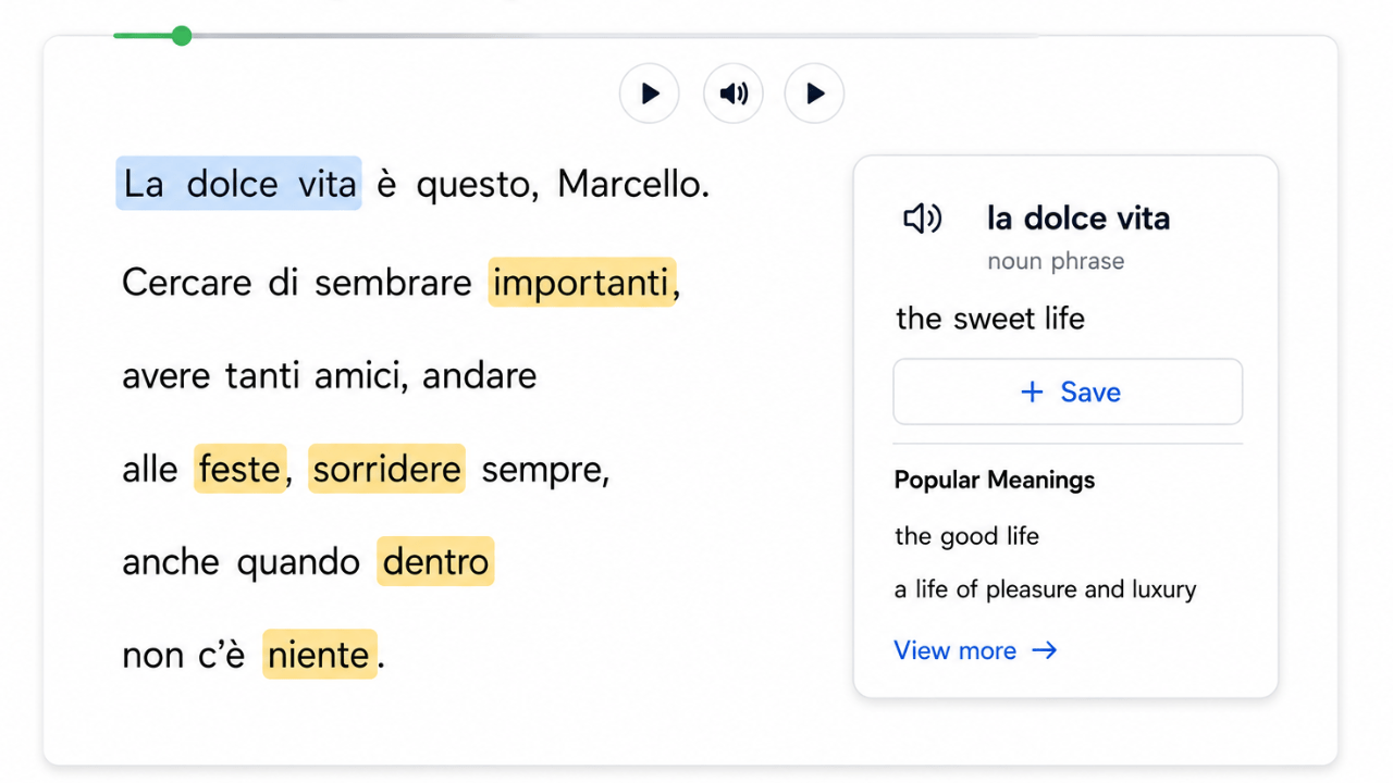 La Dolce Vita Italian lesson on LingQ.