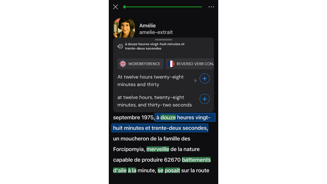 French LingQ Lesson on iOS.