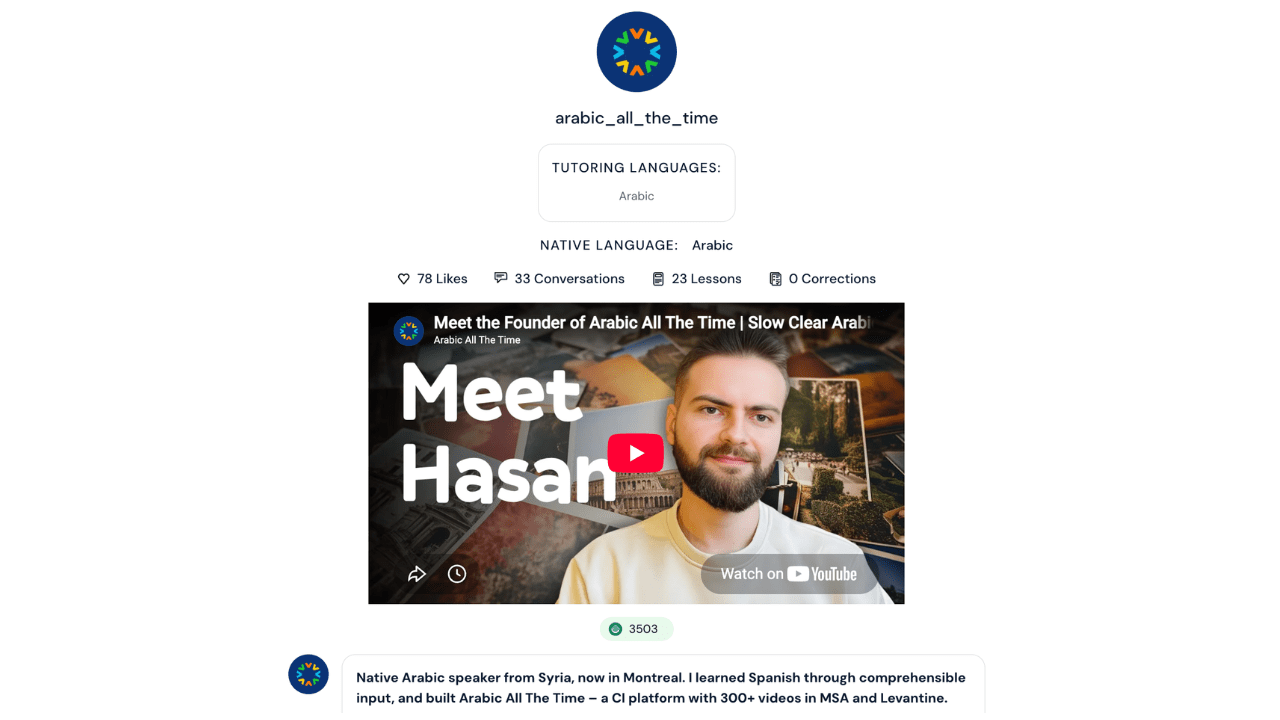 Arabic tutoring on LingQ.