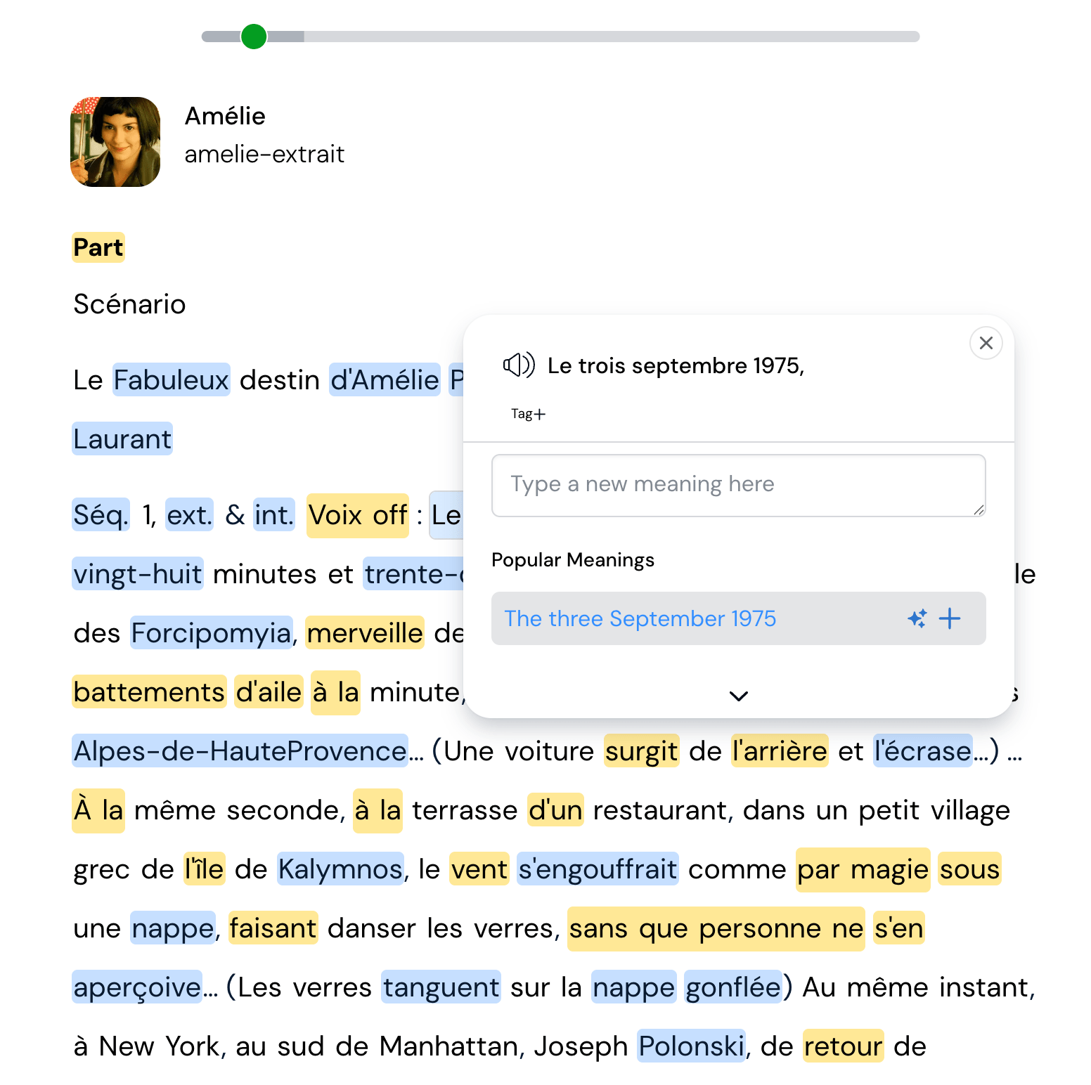 Amelie French lesson on LingQ.