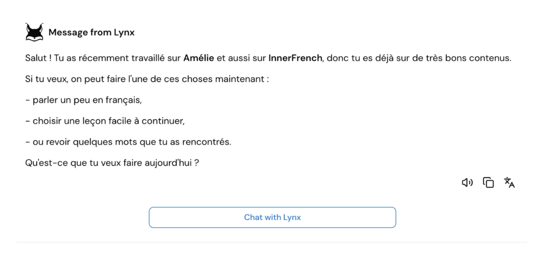 LingQ AI chat bot (Lynx AI).