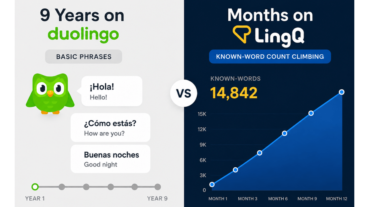 LingQ and Duolingo progress comparison
