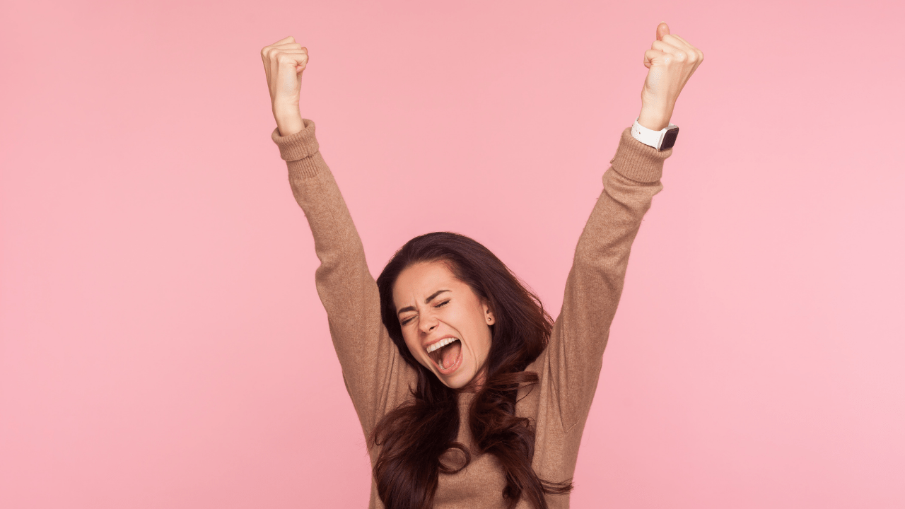 Woman cheering