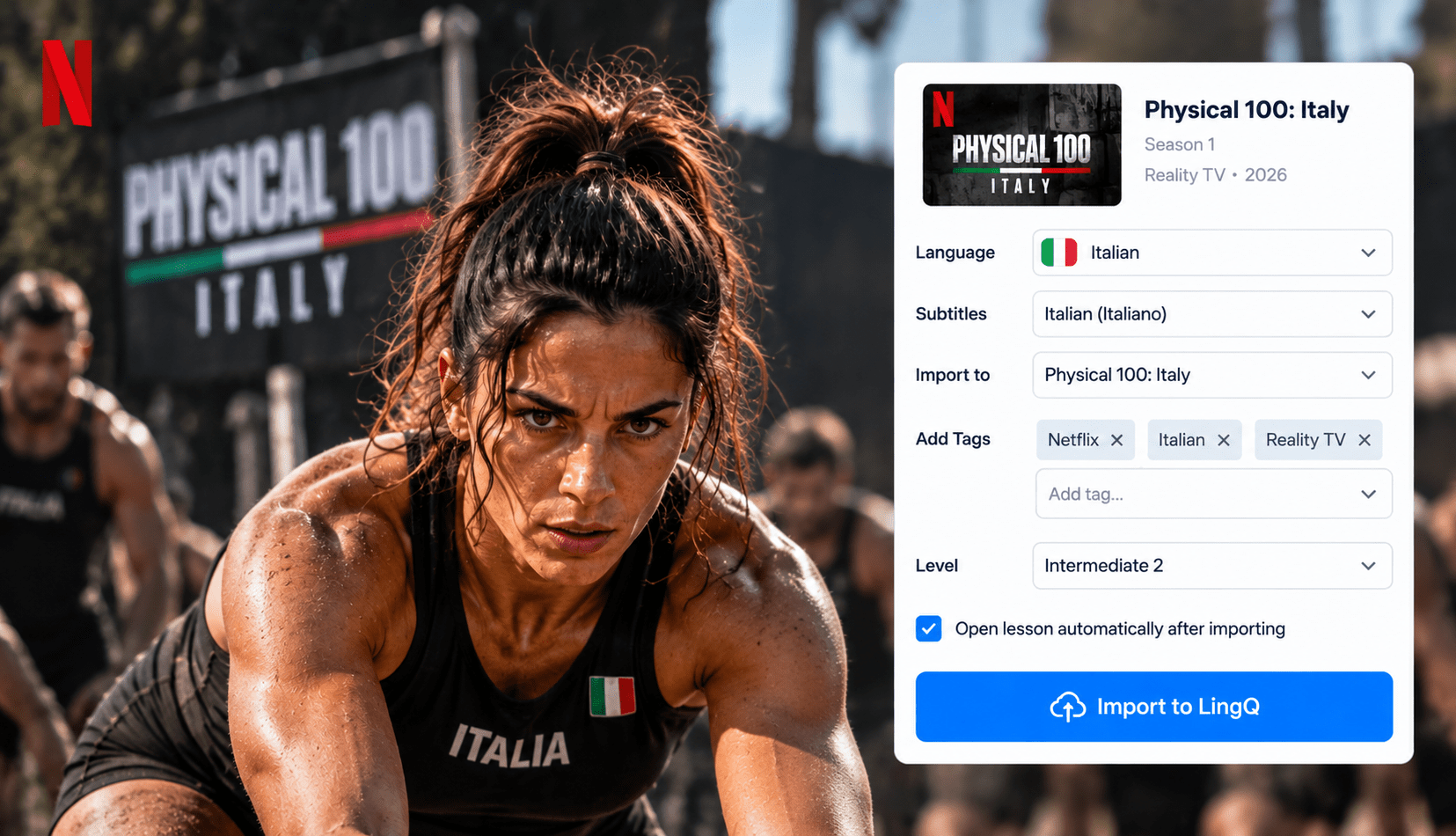 Importing Physical 100: Italy on LingQ to learn Italian 