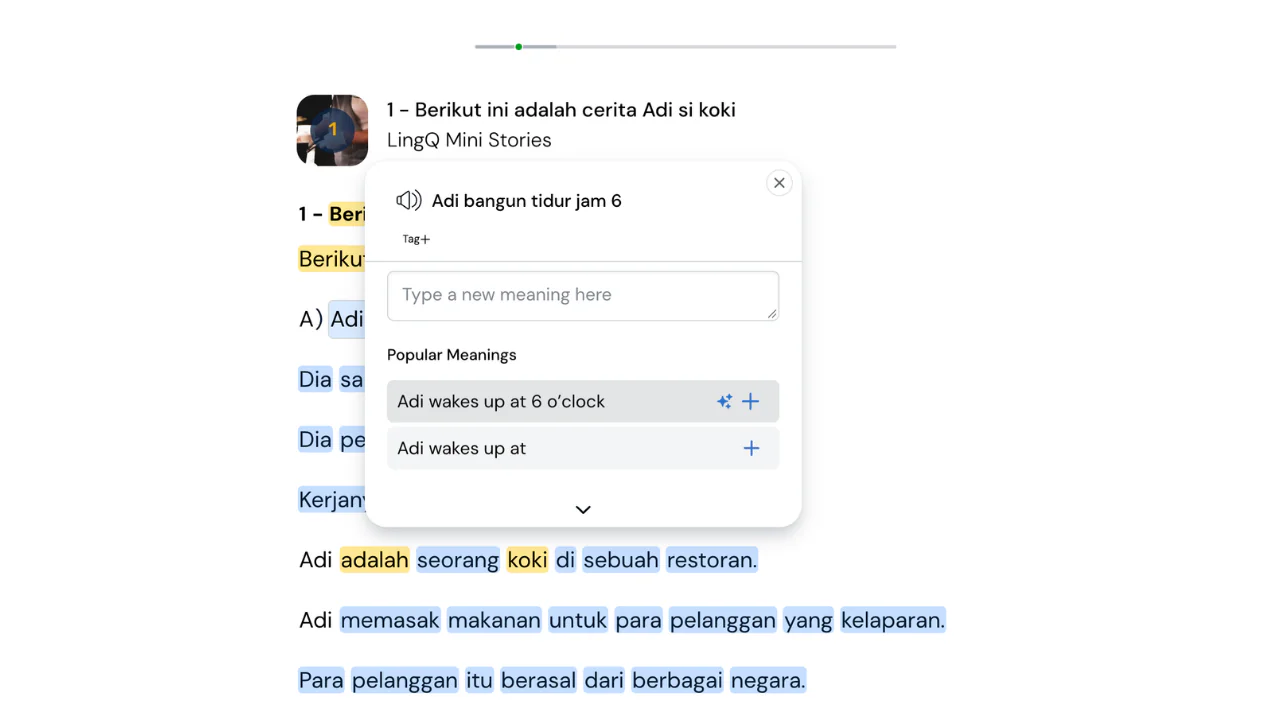 Indonesian lesson on LingQ.
